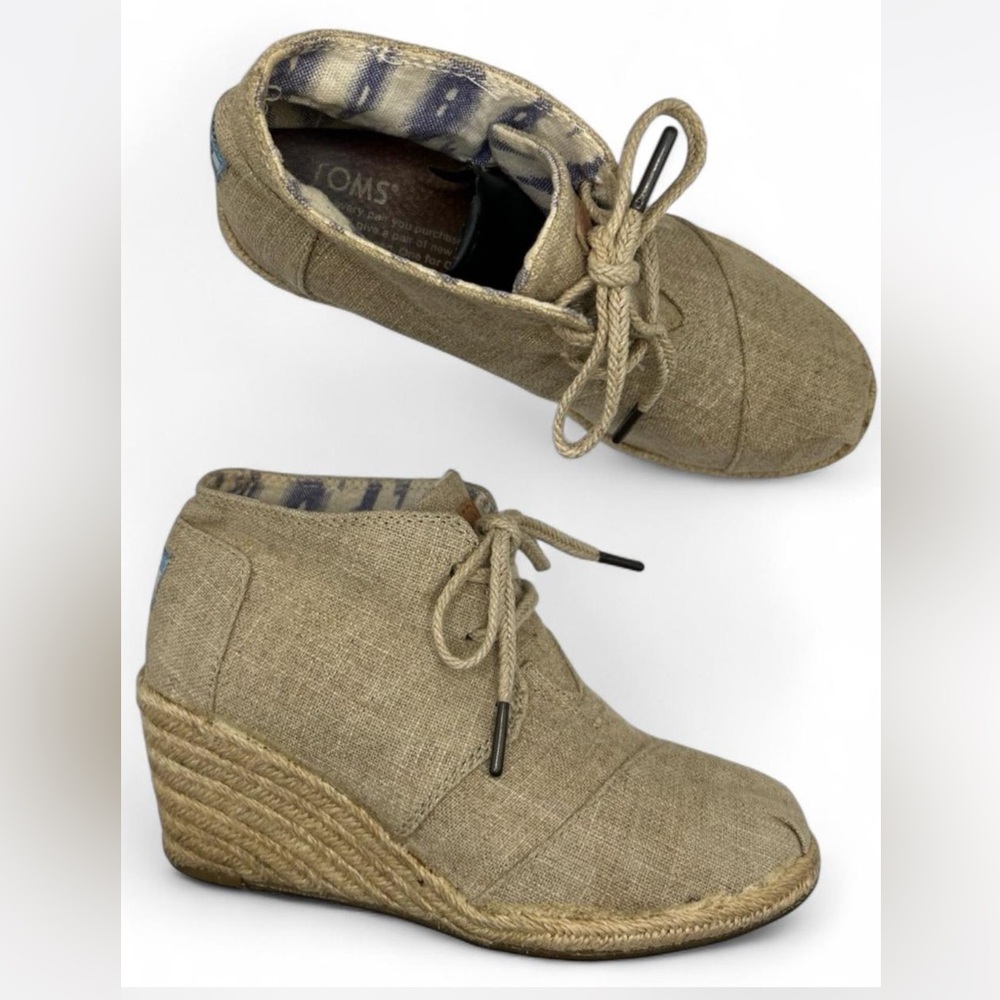 Toms Womens Woven Rope Wedge Heels size 6